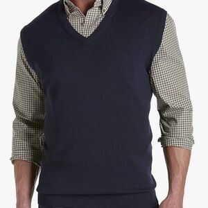 Harbor Bay by DXL Men's Big and Tall V-Neck Sweater Vest Navy Size: 2XL